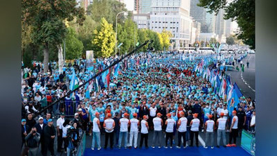 Изрображение 'Международный забег Yangi Nafas объединил 16 городов и 100 тысяч участников (фото, видео)'