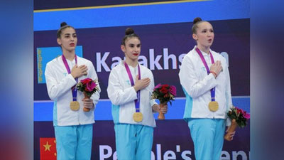 Изрображение 'Гимнастки Узбекистана завоевали золото Азиатских игр в командной программе'