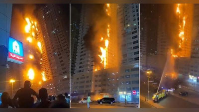 Изрображение 'Очередной небоскреб сгорел в Арабских Эмиратах (видео)'