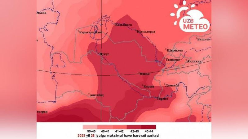 Изрображение 'Сильная жара ожидается на следующей неделе в Узбекистане'