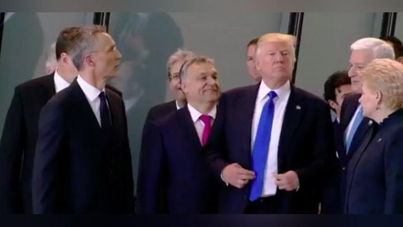 Изрображение 'ВИДЕО: ТРАМП ТОЛКНУЛ ПРЕМЬЕРА ЧЕРНОГОРИИ ДЛЯ ФОТОГРАФИИ'