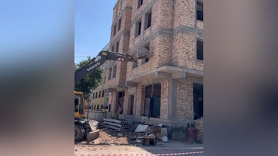 Изрображение 'В Самарканде сносят недостроенный многоэтажный дом (видео)'