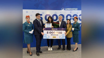 Изрображение 'Uzbekistan Airways наградила своего 5-миллионного пассажира'