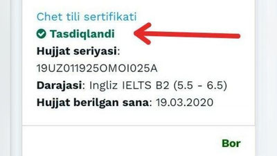 'ShOShILINCh! Chet tilidan sertifikati bor abiturientlar 18-iyulga qadar ro`yxatdan o`tishlari shart!'ning rasmi