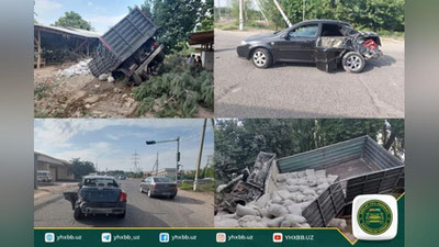 'Andijonda "Lasetti"ga to`qnashgan yuk avtomobili uy devorini buzib kirib ag`darildi'ning rasmi