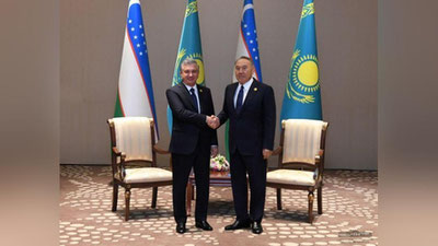 Изрображение 'Глава Узбекистана встретился с Первым Президентом Казахстана'