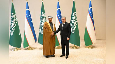 'Шавкат Мирзиёев Саудия Арабистони билан ўзаро манфаатли ҳамкорликни ривожлантириш учун кенг имкониятлар мавжудлигини қайд этди'ning rasmi