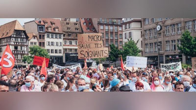 'Parijda tibbiyot xodimlari norozilik namoyishini o`tkazishdi'ning rasmi