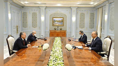 Изрображение 'Глава Узбекистана принял министра иностранных дел Турции'