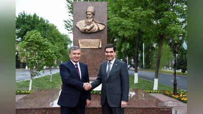 Изрображение 'ГЛАВЫ УЗБЕКИСТАНА И ТУРКМЕНИСТАНА ПОСЕТИЛИ УЛИЦУ МАХТУМКУЛИ В ТАШКЕНТЕ'