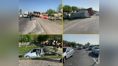 'Самарқандда юк машинаси тўхтаб турган "Matiz"ни уриб юборди     'ning rasmi