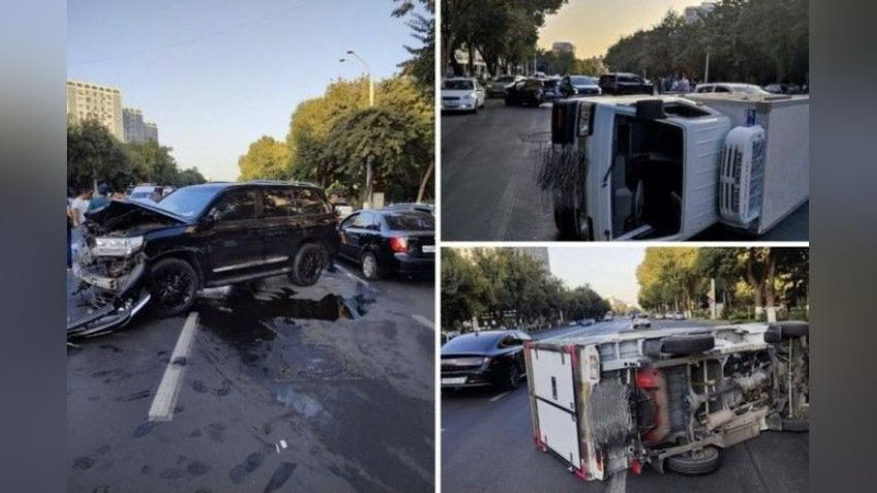 'Тошкентда 4 та автомобиль бир-бирига урилиши оқибатида ЙТҲ содир бўлди'ning rasmi