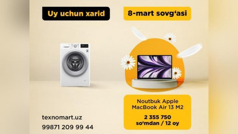 'Maishiy texnika – bu 8 mart uchun sovg`a emas, balki uy uchun xariddir'ning rasmi