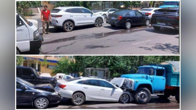 Изрображение 'На Юнусабаде столкнулись сразу 6 транспортных средств'