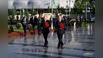 Изрображение 'Главы Узбекистана и России посетили мемориальный комплекс «Парк Победы» в Ташкенте'