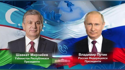 'Shavkat Mirziyoev va Vladimir Putin G`alabaning 76 yilligi munosabati bilan bir-birlarini tabrikladi'ning rasmi