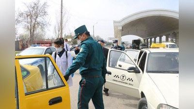 Изрображение 'На въезде в Ташкент дезинфицируют автомобили (фото)'