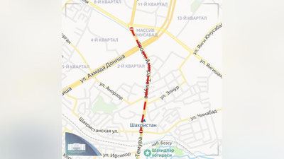 Изрображение 'Движение на участке проспекта Амира Темура до утра будет односторонним'