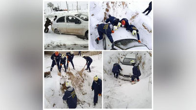 Изрображение 'Джизакские спасатели пришли на помощь застрявшим в снегу автомобилистам'