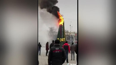 'Farg`onada bezatilgan katta archa yonib ketdi (video)'ning rasmi