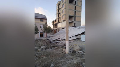 Изрображение 'В Джизаке обрушилась часть строящейся многоэтажки (видео)'