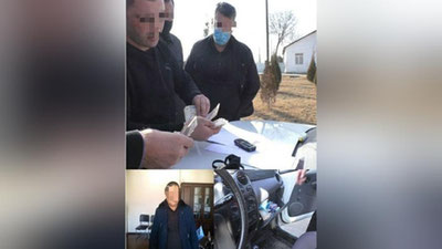 'Maktabdagi ko`mirni talon-taroj qilingan fuqaro Sayxunobod IIB boshlig`i o`rinbosariga hujjatlarni yo`q qilishi uchun pora berayotganida ushlandi'ning rasmi