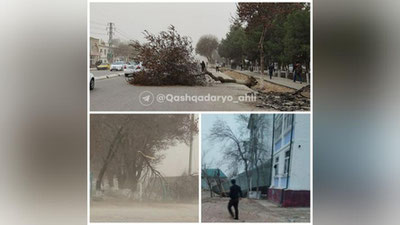 'Qarshida kuchli shamol bo`lib, shahar ko`chalariga qum yog`ildi (video)'ning rasmi