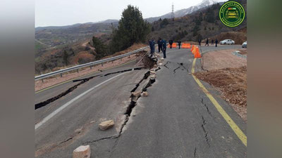 'Tezkor xabar: Toshkent viloyatining "Amirsoy"ga olib boruvchi qismida yo`l cho`kish sodir bo`ldi (foto)'ning rasmi