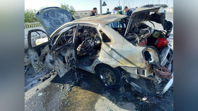 'Xorazmda "Damas" bilan to`qnashgan "Lasetti" yonib ketdi'ning rasmi