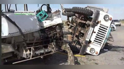 'Qoraqalpog`istonda Isuzu yuk tashuvchi mashinaga borib urildi. Vafot etganlar bor(video)'ning rasmi