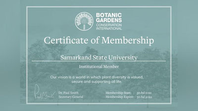 'Samarqand davlat universiteti botanika bog`i Xalqaro botanika bog`lari assotsiatsiyasiga qabul qilindi'ning rasmi