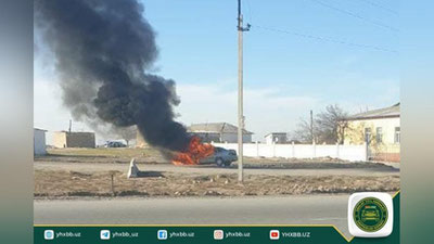 Изрображение 'На трассе в Кашкадарье сгорела "Нексия"'