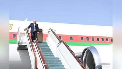 Изрображение 'В аэропорту Самарканда встретили Александра Лукашенко'