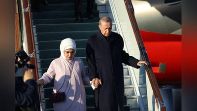 Изрображение 'Президент Турции прилетел в Самарканд вместе с супругой'