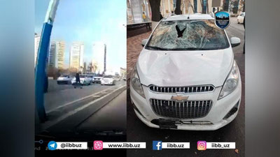 Изрображение 'Водитель Spark сбил пешехода на улице Мустакиллик в Ташкенте'