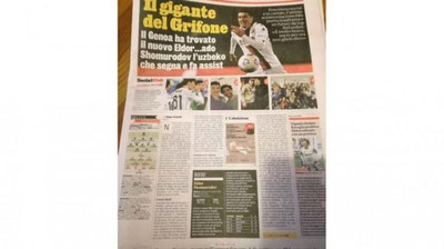 'Italiyaning nufuzli Gazzetta Dello Sport nashri Eldor Shomurodov haqida yozdi'ning rasmi