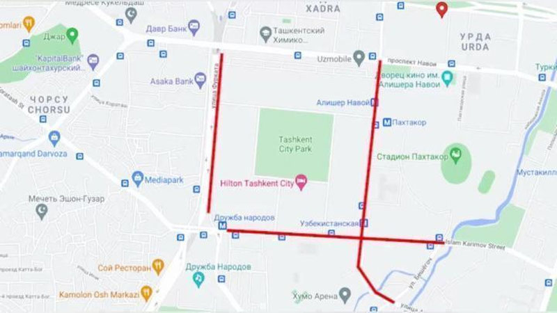 Изрображение 'В Ташкенте в связи с конференцией высокого уровня закроют ряд дорог (видео)'