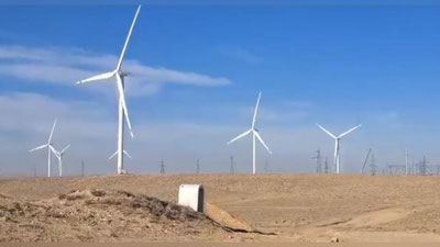 Изрображение 'В Навои проходят испытания первые ветряные турбины ветроэлектростанции (видео)'
