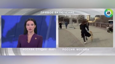 Изрображение 'Казус в прямом эфире: пес отобрал микрофон у корреспондента (видео)'