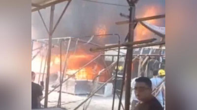 Изрображение 'В Хиве загорелся базар (видео)'