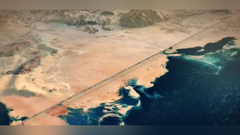 Изрображение 'В пустыне Саудовской Аравии начали строить лежачий небоскреб за 1 трлн долларов (видео)'