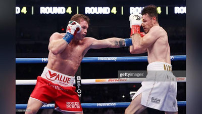 'Saul Alvares bir yildan so`ng ringga qaytdi va g`olib chiqdi'ning rasmi