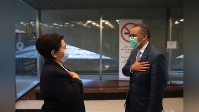 'Tanzila Narbaeva Jenevada JSST rahbari Tedros Adxanom Gebreyesus bilan uchrashdi'ning rasmi