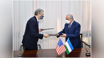 'O`zbekiston va AQSh o`rtasida ba`zi sohalarda hamkorlik to`g`risidagi hukumatlararo hujjatlar imzolandi'ning rasmi