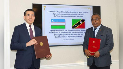 Изрображение 'Узбекистан установил дипломатические отношения с Сент-Китс и Невис'