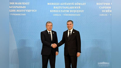 Изрображение 'В национальной туристической зоне “Аваза” прошла встреча глав Узбекистана и Туркменистана'