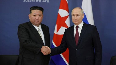 'Kim Chen In: "Biz imperializmga qarshi kurashda va suveren davlat qurishda Putin bilan doim birga bo`lamiz"'ning rasmi