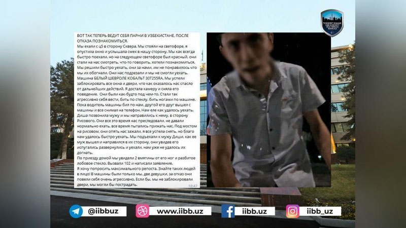 Изрображение 'В Ташкенте парни разбили машину девушкам, отказавшимся познакомиться'