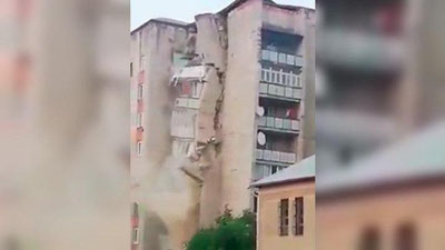 Изрображение 'Обрушение девятиэтажного дома в Молдове попало на видео'