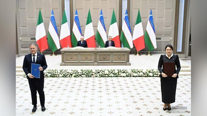 Изрображение 'По итогам переговоров глав Узбекистана и Италии подписан ряд соглашений'